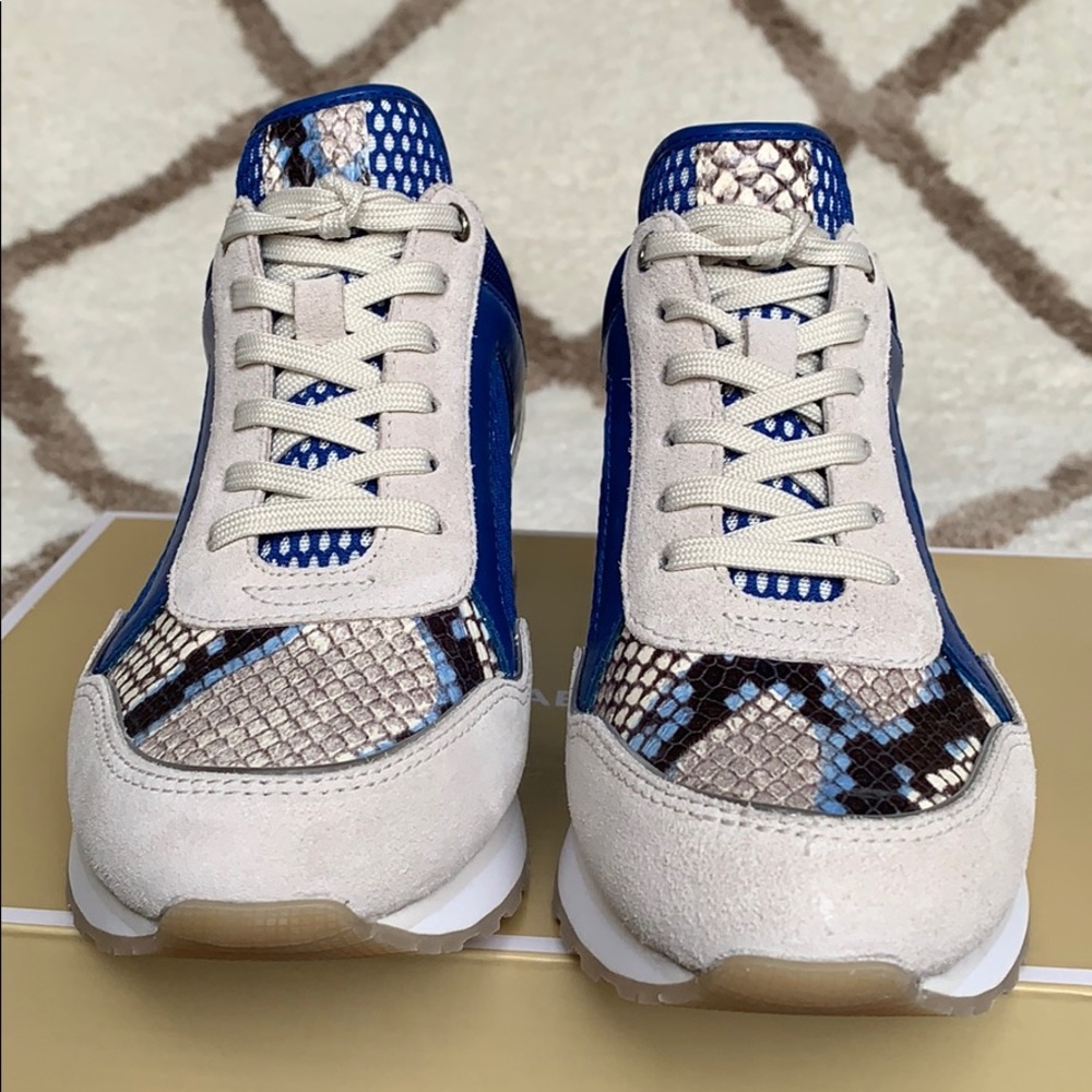 MICHAEL KORS Women's Maddie Trainer -Electric Blue - Snakeskin Accent SZ 7.5 - Picture 8 of 16